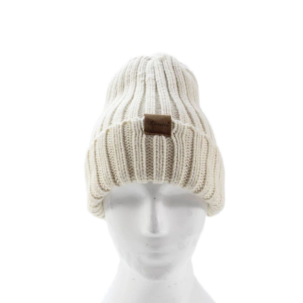 Loritta Womens Ribbed Pull On Beanie Hat Off White Size One Size